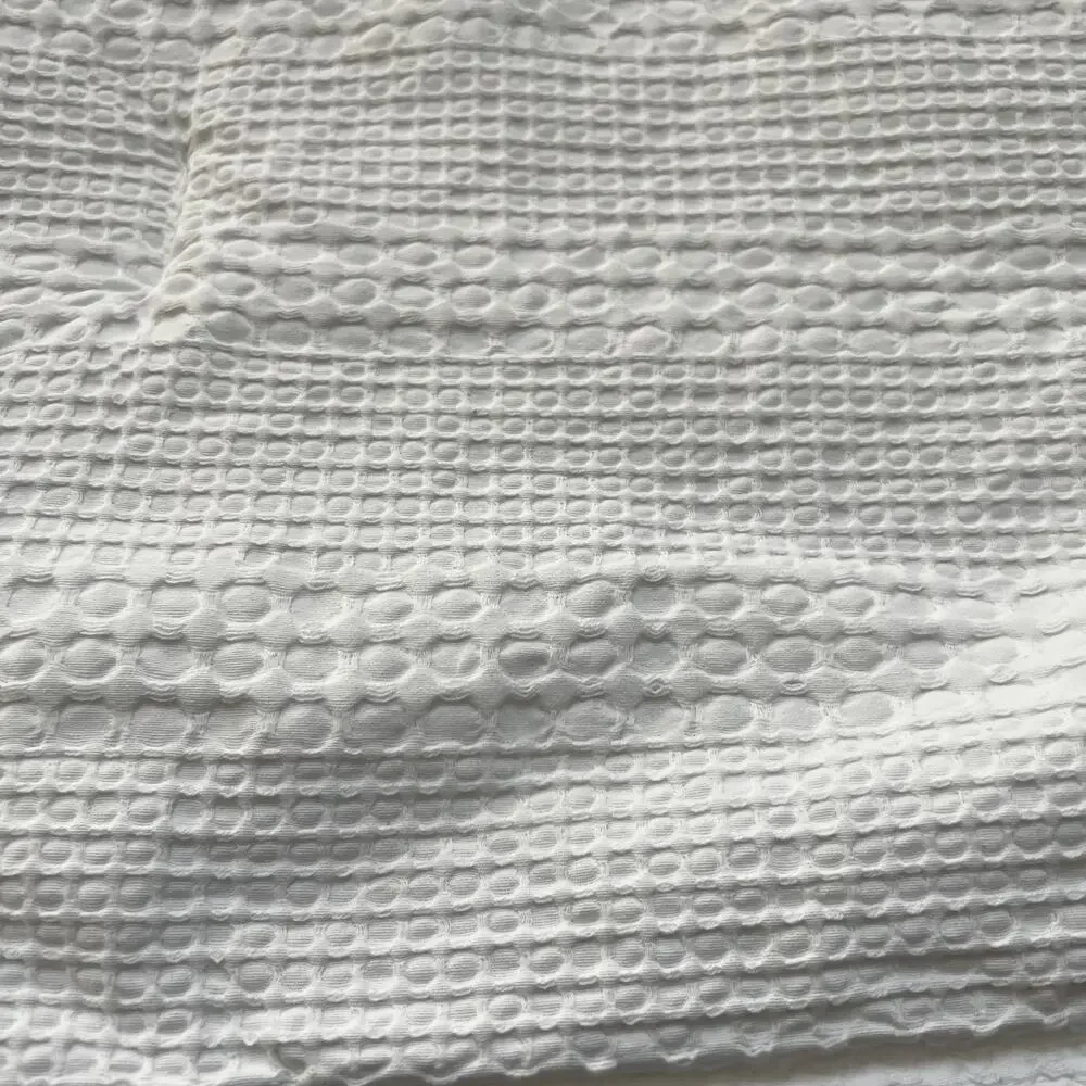 Pottery Barn Comforter Full Queen White Honeycomb Cotton Textured
